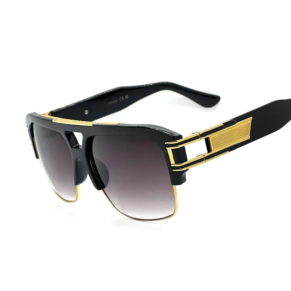Men's Square Sunglasses Gold Black Gradient Designer Fashion Eyewear‎ Trendy New